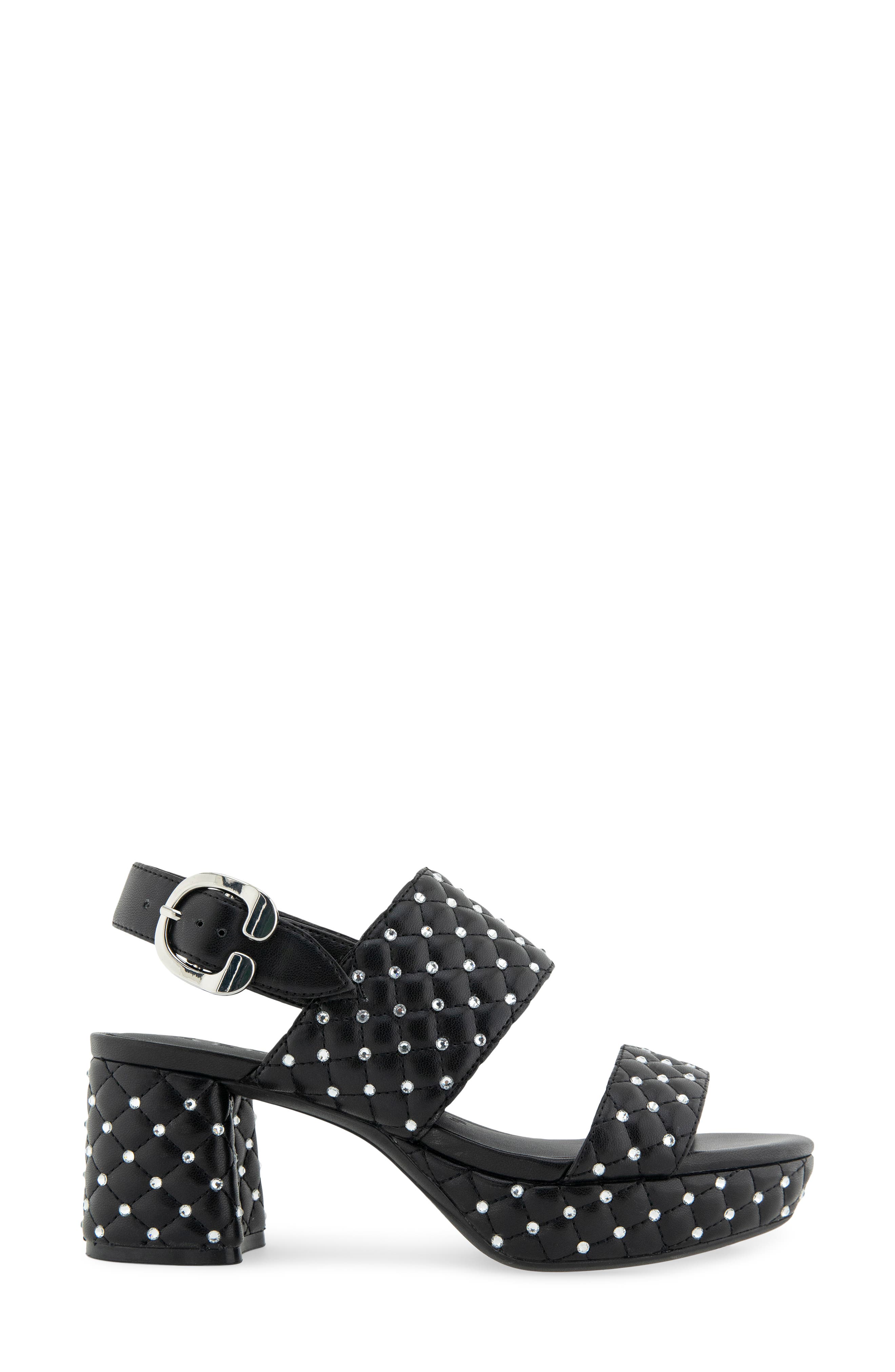 Aerosoles Camera Crystals Slingback Platform Sandal, Alternate, color, Black Quilted