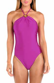 Sunshine 79 Solids Halter Neck One-Piece Swimsuit