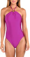 Sunshine 79 Solids Halter Neck One-Piece Swimsuit