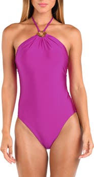Sunshine 79 Solids Halter Neck One-Piece Swimsuit