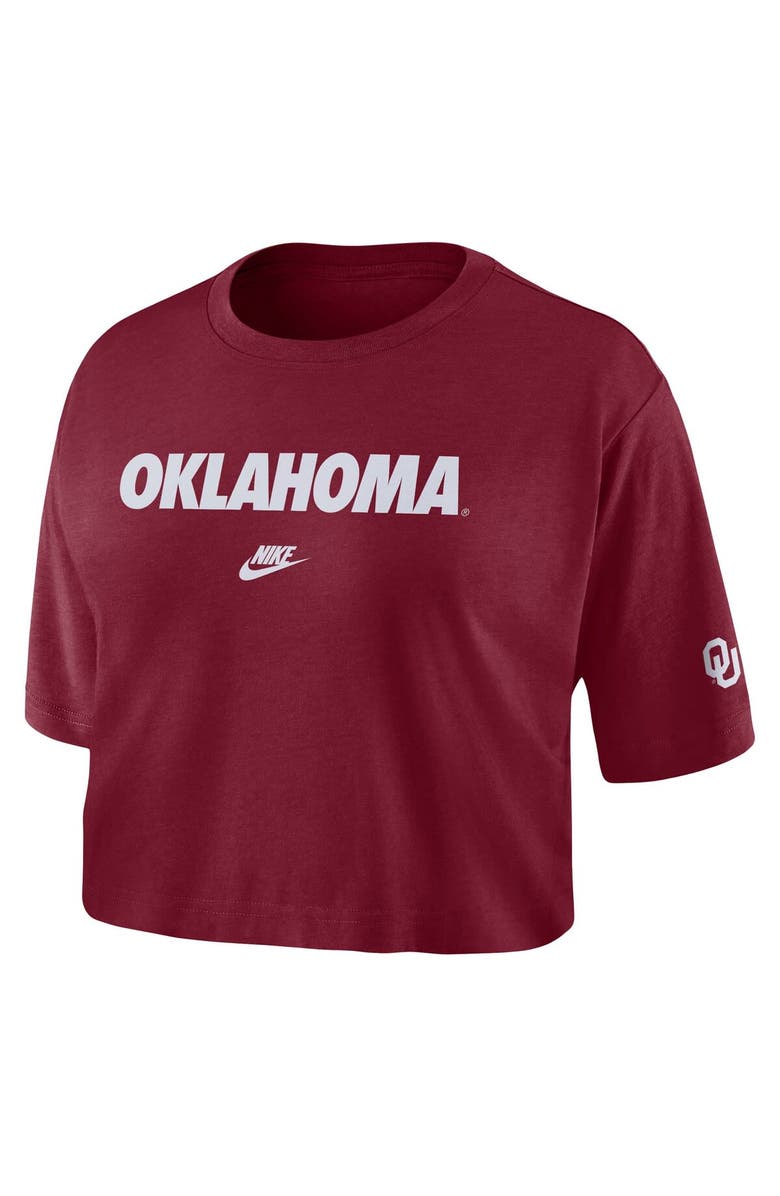 Nike Women's Nike Crimson Oklahoma Sooners Wordmark Cropped T-Shirt, Alternate, color,
