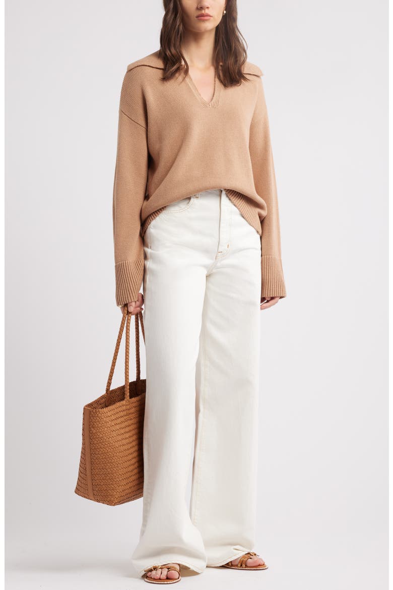 Stripe Cotton & Cashmere Sweater, Alternate, color, CAMEL