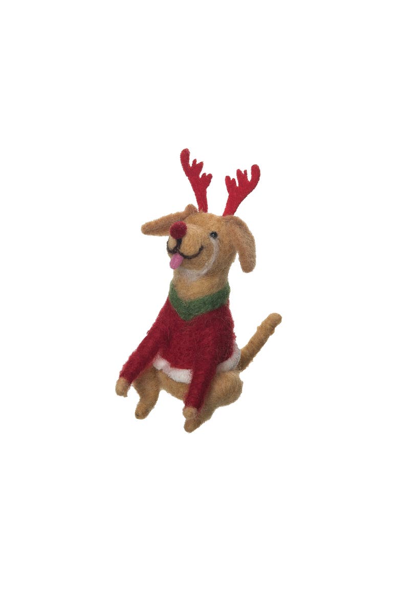 Dog Reindeer Figurine, Main, color, Red