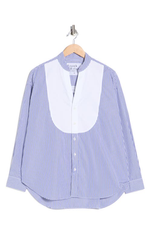 Frank & Eileen Victoria Surplice Neck Button Up Shirt In Blue