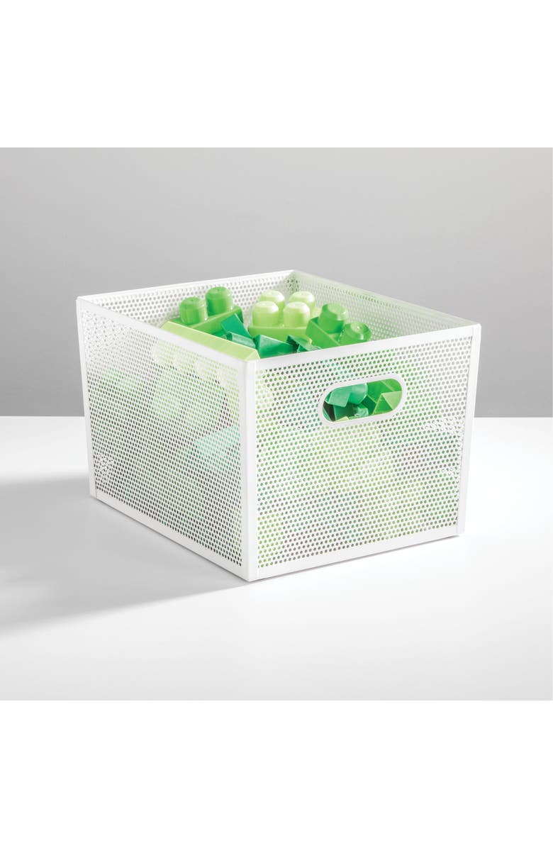 mDesign Perforated Metal Storage Bin with Handles - Set of 4 - Matte White, Alternate, color, White