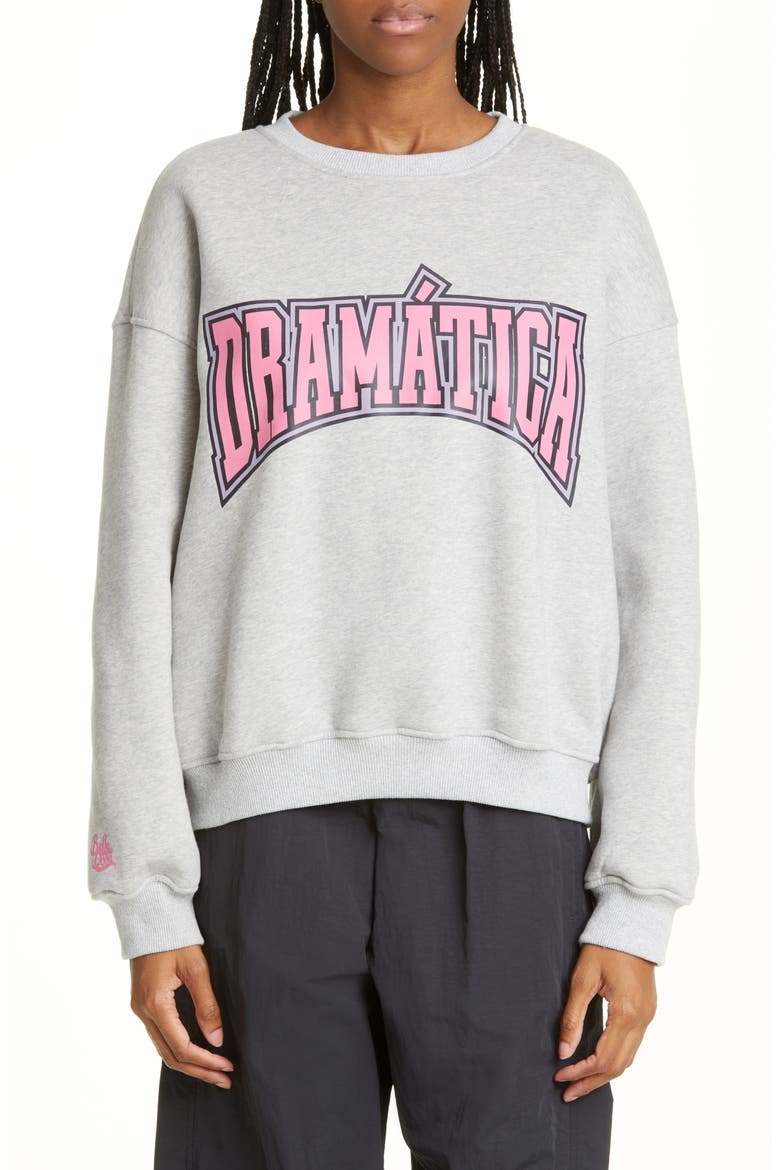Dramatica Varsity Sweatshirt, Main, color, GREY