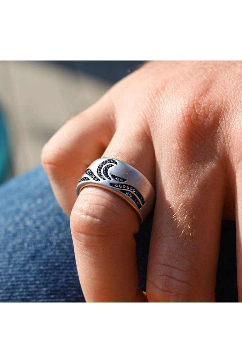 Surf Up Sterling Sapphire & Topaz Silver Band Men Ring, Alternate, color, Silver