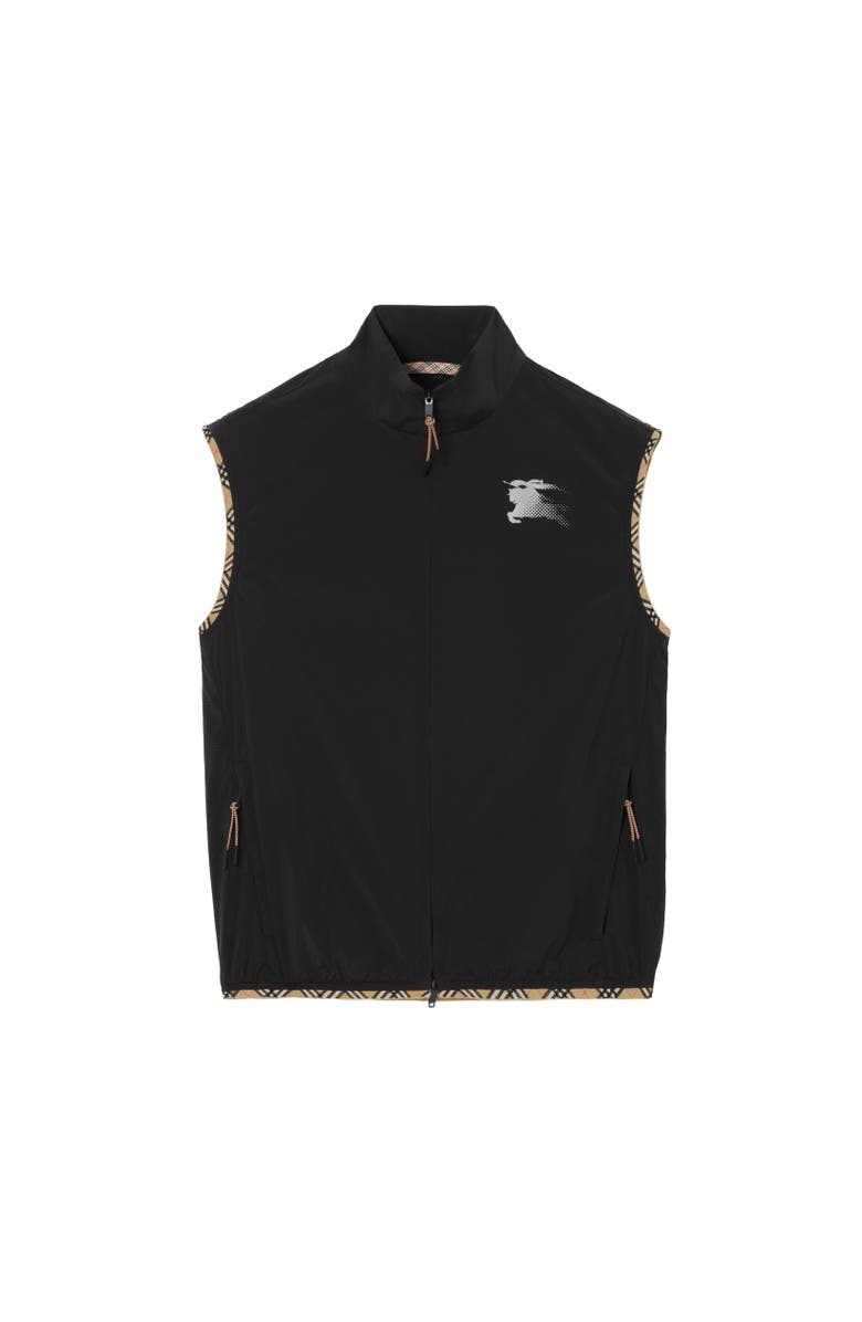 Burberry Check Trim Nylon Gilet, Alternate, color, Black
