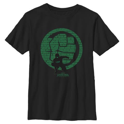 Boy's Spider-Man Brand New Day Hulk Fist Wall Logo  Graphic T-Shirt