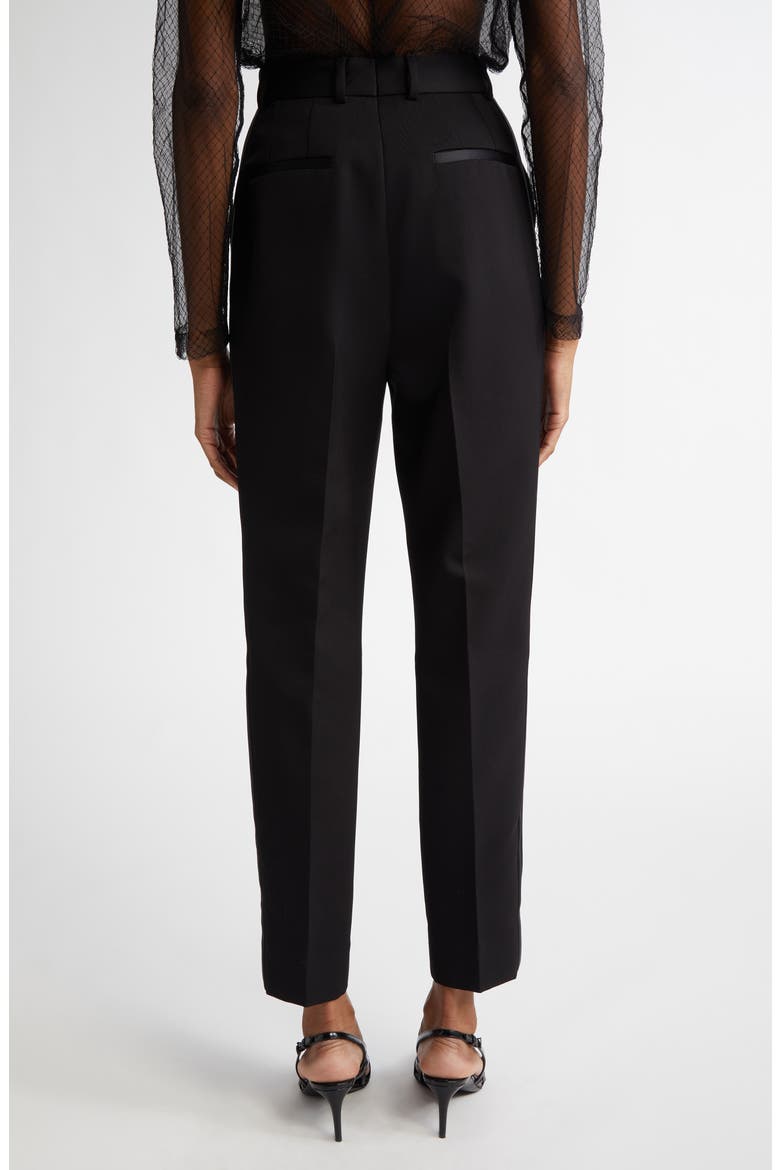 Pleated Virgin Wool & Silk Blend Ankle Straight Leg Trousers, Alternate, color, N0000 NERO