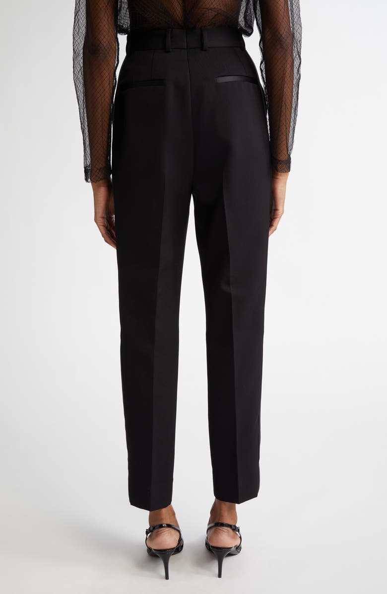 Dolce&Gabbana Pleated Virgin Wool & Silk Blend Ankle Straight Leg Trousers, Alternate, color, N0000 Nero