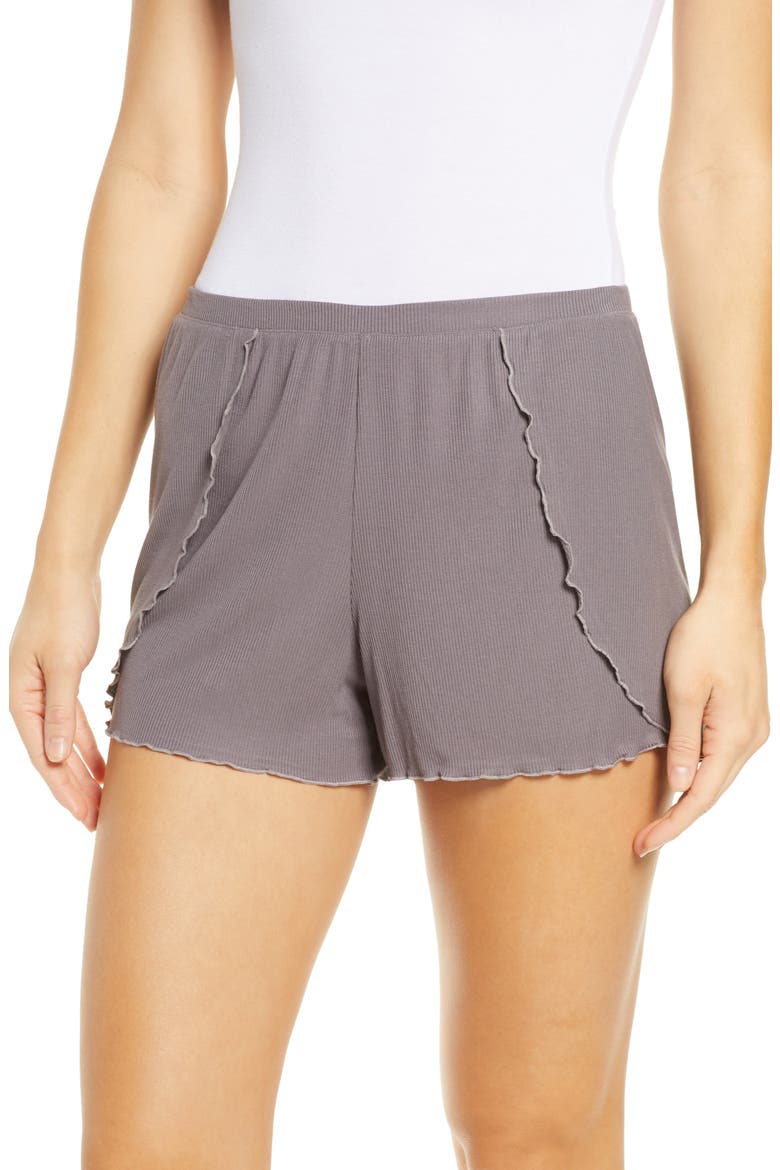 Second Skin Rib Pajama Shorts, Main, color, RABBITT