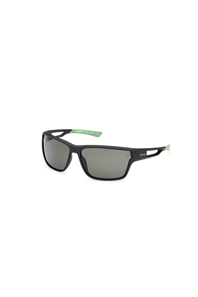 Square Sport Polarized Sunglasses, Main, color, Matte Black / Green