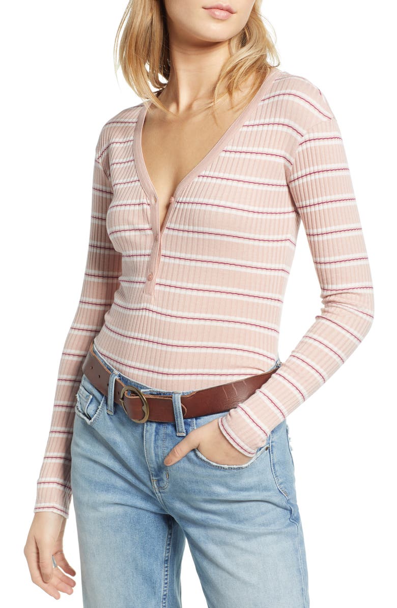 Treasure & Bond Ribbed Henley Top, Main, color, 
