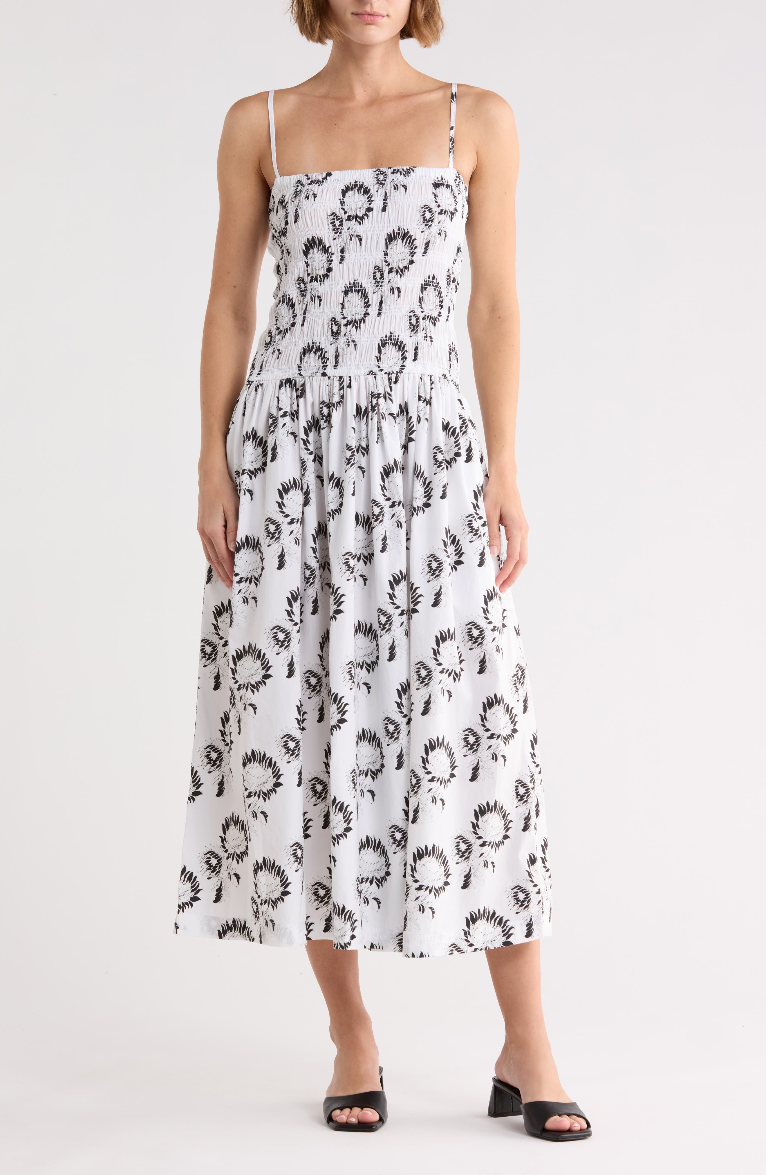 Madewell Peony Smocked Cotton Midi Sundress