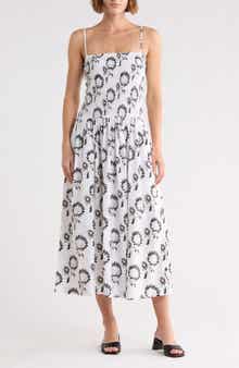 Madewell Peony Smocked Cotton Midi Sundress