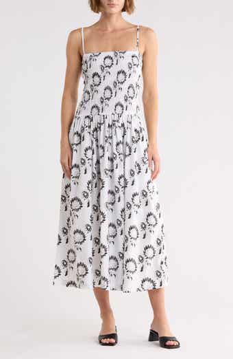 Madewell Peony Smocked Cotton Midi Sundress