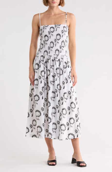 Madewell Peony Smocked Cotton Midi Sundress