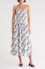 Madewell Peony Smocked Cotton Midi Sundress