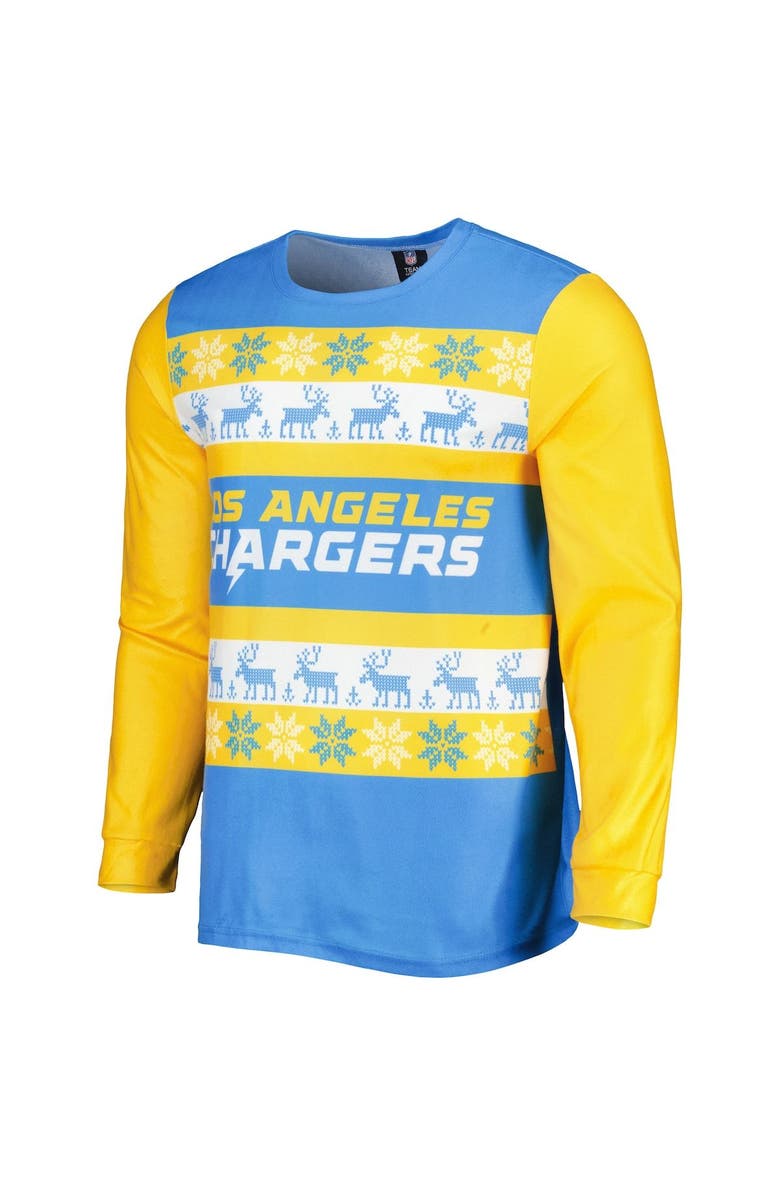 FOCO Men's FOCO Powder Blue Los Angeles Chargers Team Ugly Pajama Set, Alternate, color,