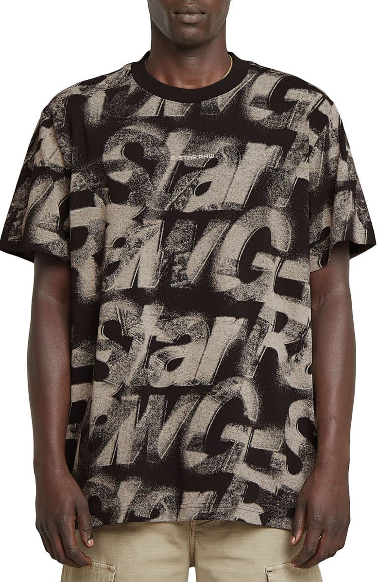 G-STAR Sprayed Letters Loose Organic Cotton T-Shirt, Main, color,
