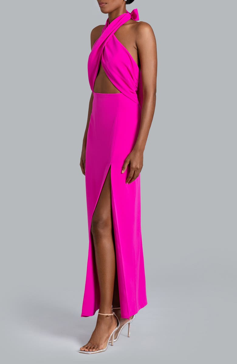 Ghrail Piper Stretch Crepe Halter Dress, Alternate, color, Fuchsia