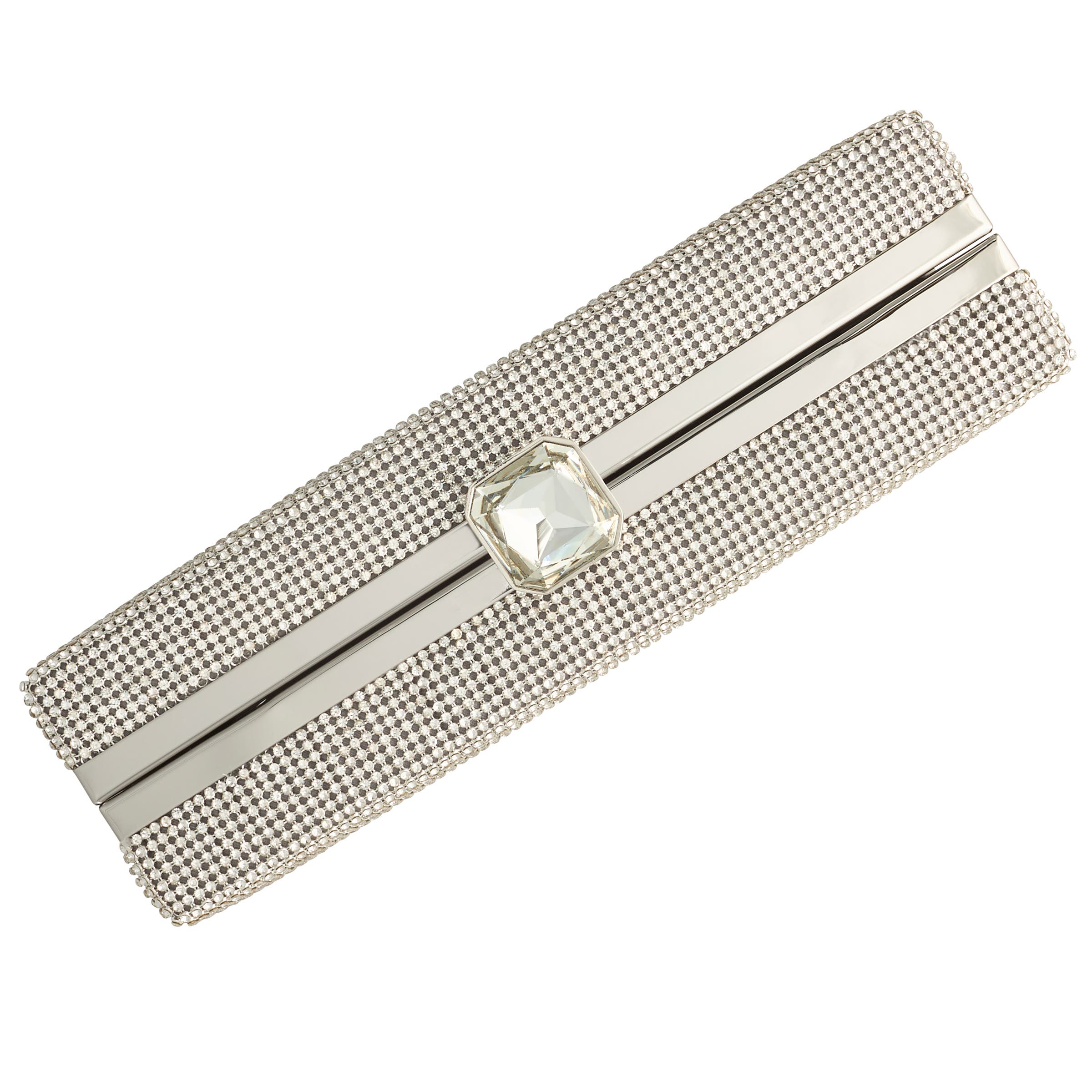 Whiting & Davis Olivia Crystal Top Minaudiere, Alternate, color, Metallic Silver