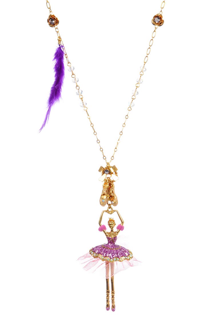 'Tzar' Ballerina & Feather Long Pendant Necklace, Main, color, BALLERINA MULTI