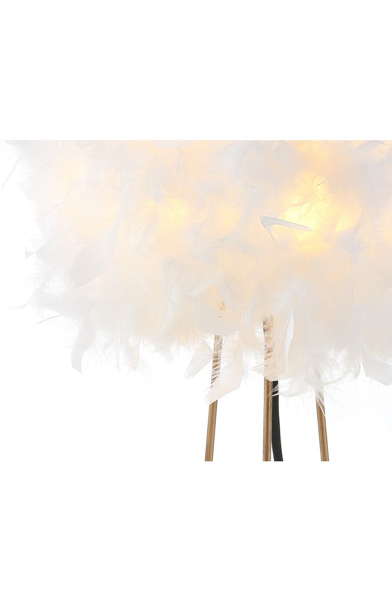 JONATHAN Y Stork Feather Metal LED Table Lamp, Alternate, color, White/Gold