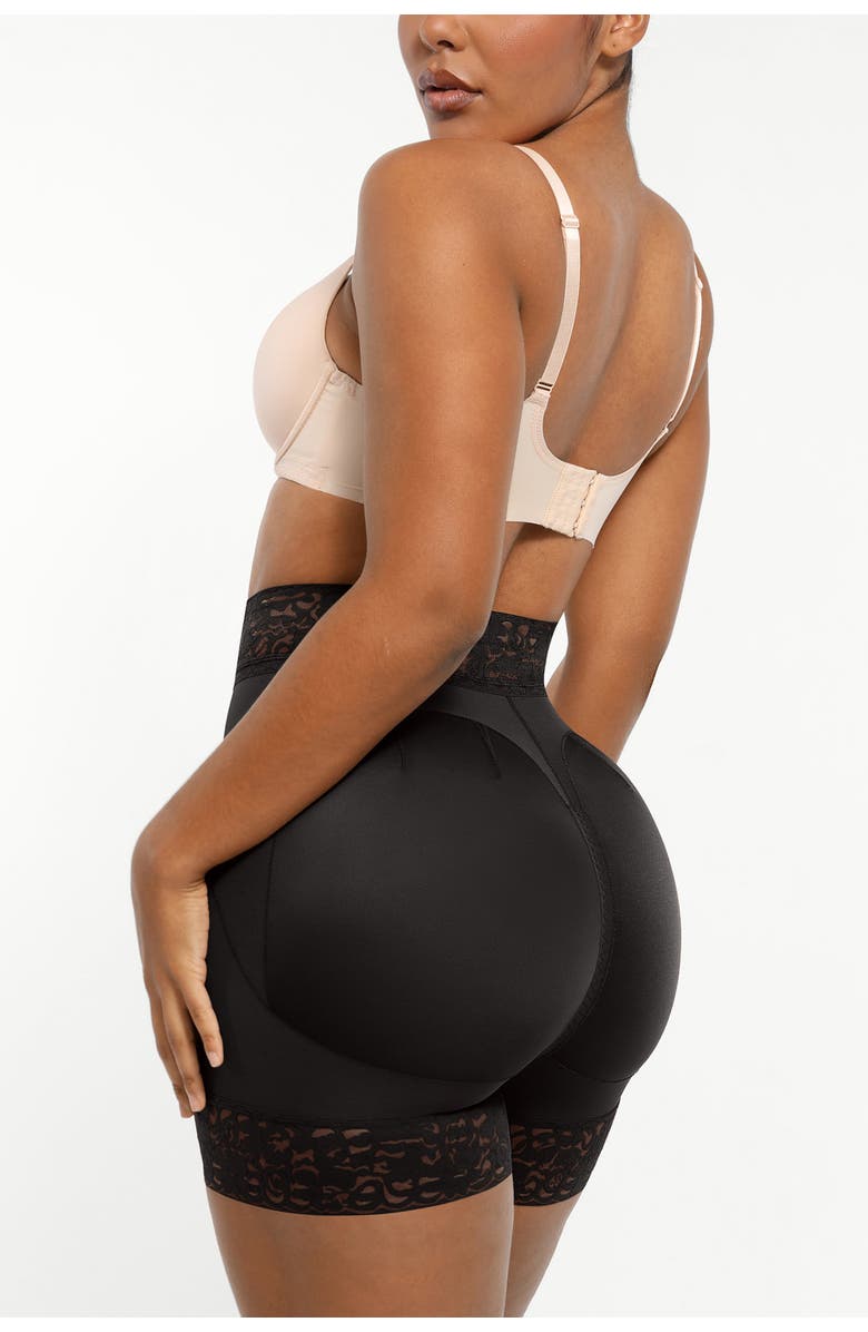 Shapellx Mid-Rise Steel Boned Butt-Lifting Shorts, Alternate, color, Onyx Black