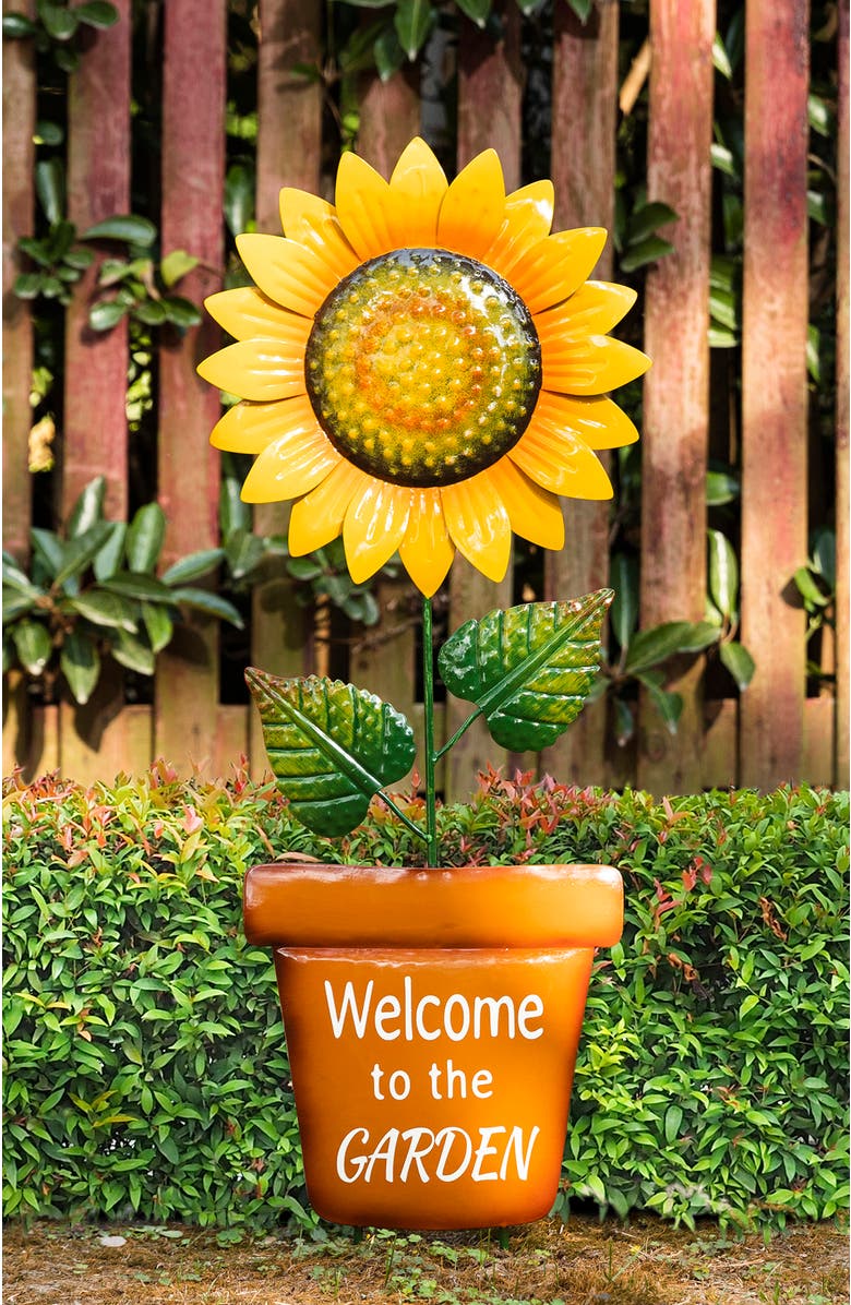 Glitzhome 36"H Metal Sunflower Yardstake, Alternate, color, Yellow