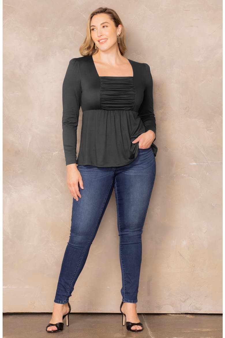 Rylan Ruched Knit Top, Alternate, color, BLACK NOIR