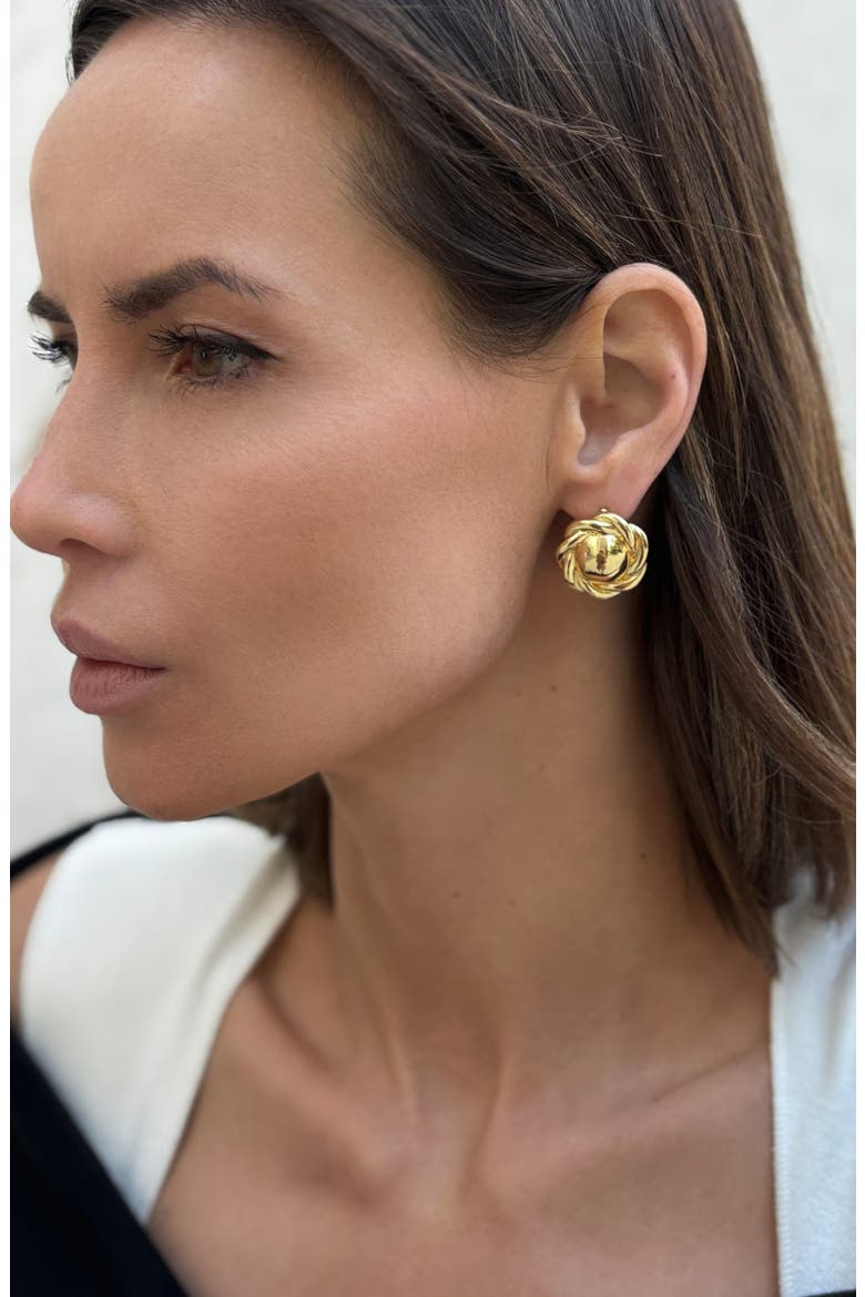 Round Rope Stud Earrings, Alternate, color, GOLD