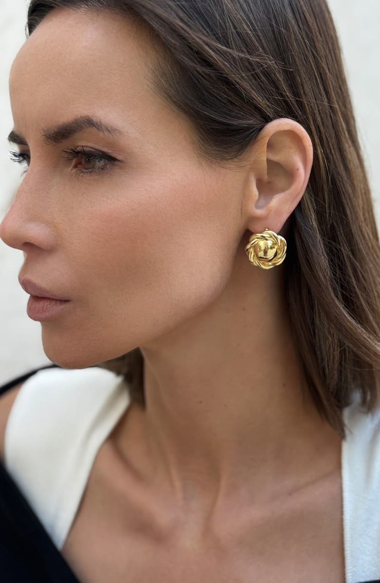 Adornia Round Rope Stud Earrings, Alternate, color, Gold