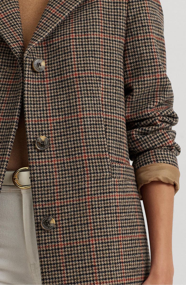 Lauren Ralph Lauren Reefer Wool Blend Coat, Alternate, color, Heritage Plaid