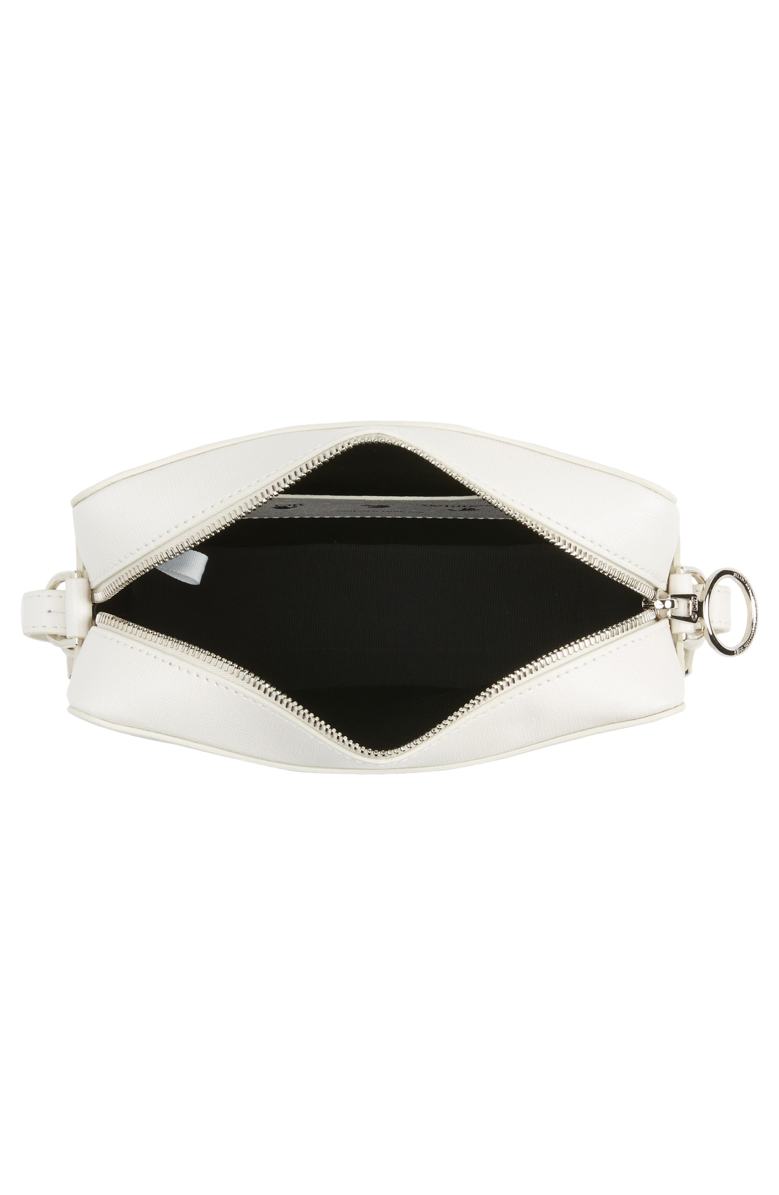 Off-White Diagonal Stripe Leather Convertible Camera Crossbody Bag, Alternate, color, 