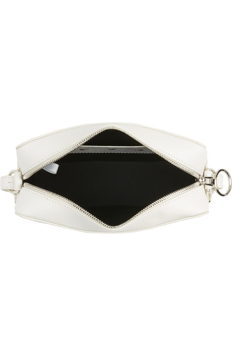 Off-White Diagonal Stripe Leather Convertible Camera Crossbody Bag, Alternate, color,