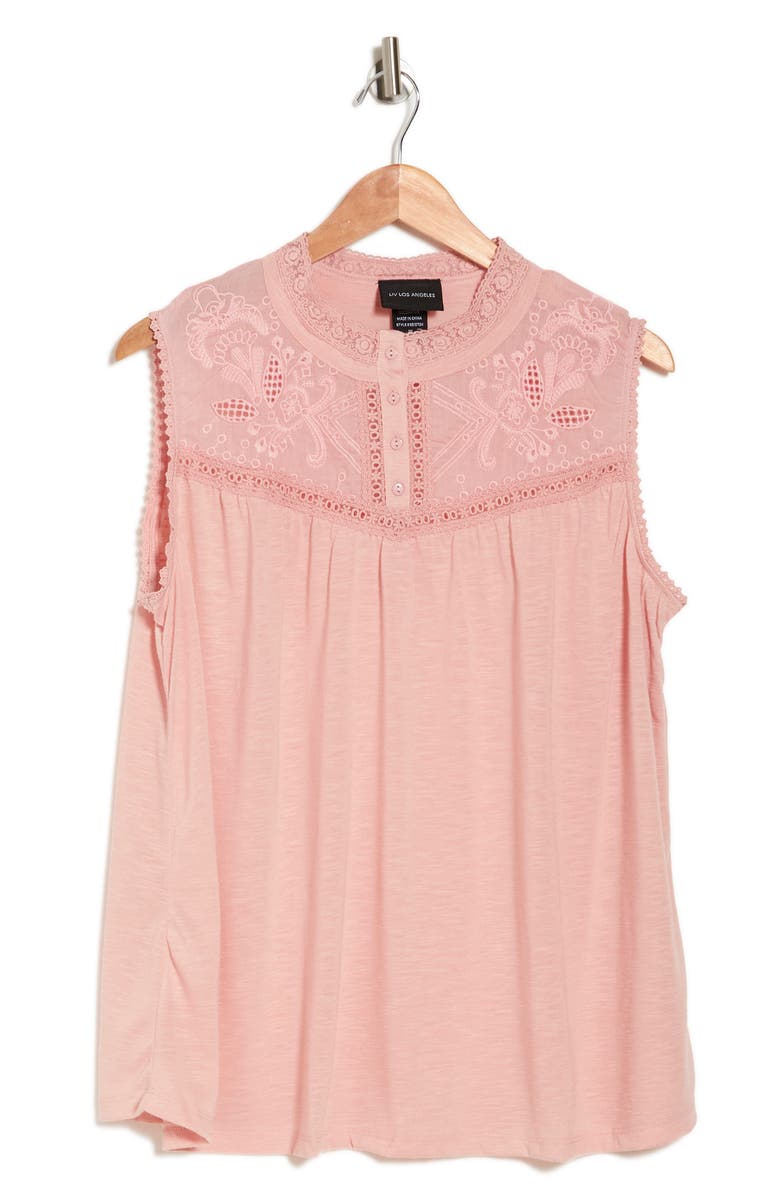 Forgotten Grace Embroidered Cotton Tank Top, Alternate, color, Blush