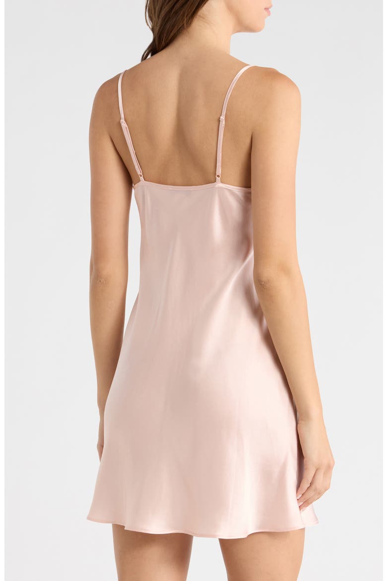 Milky Lace Trim Silk Chemise, Alternate, color, PINK