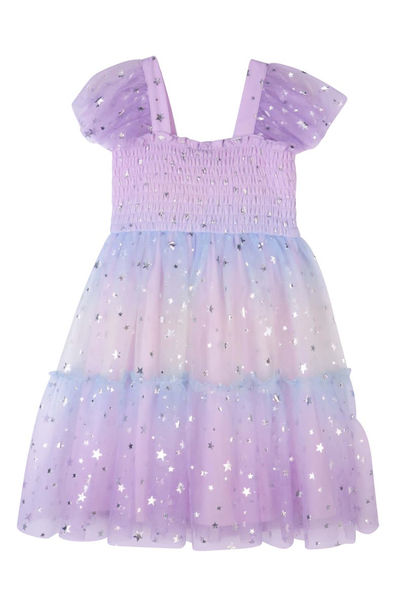 Zunie Kids' Foiled Star Mesh Dress, Alternate, color,