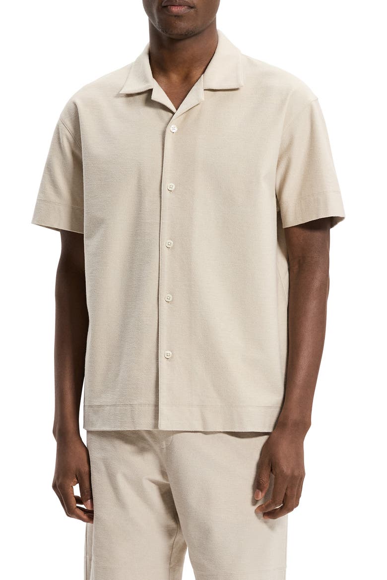 Terry Cloth Camp Shirt, Main, color, WARM CLOUD