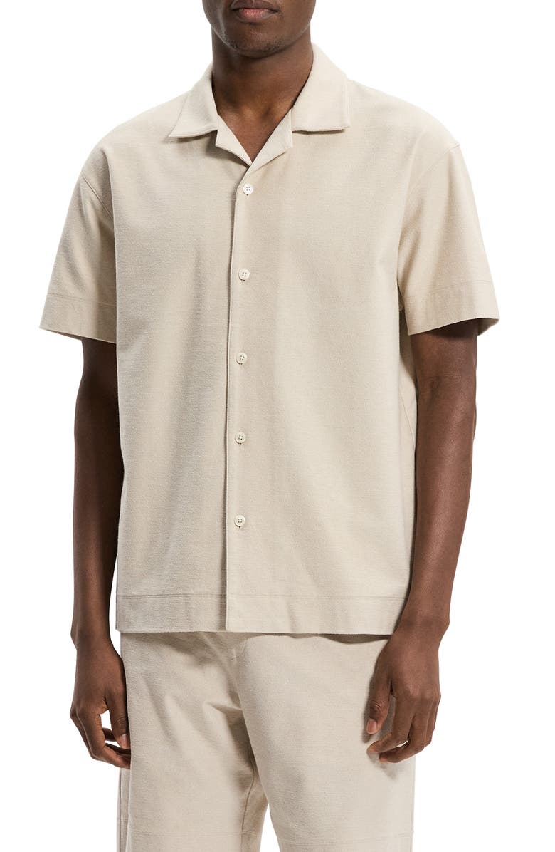 Theory Terry Cloth Camp Shirt, Main, color,