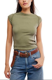 Free People Ever Had Cap Sleeve Cotton T-Shirt
