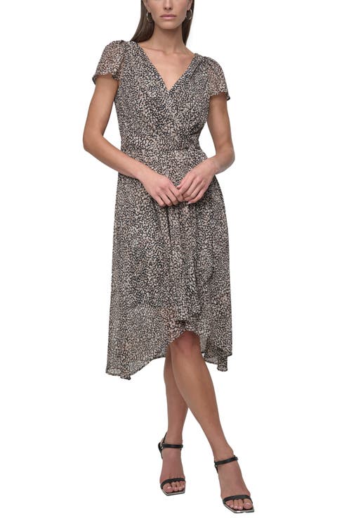 Flutter Sleeve Wrap Style Dress