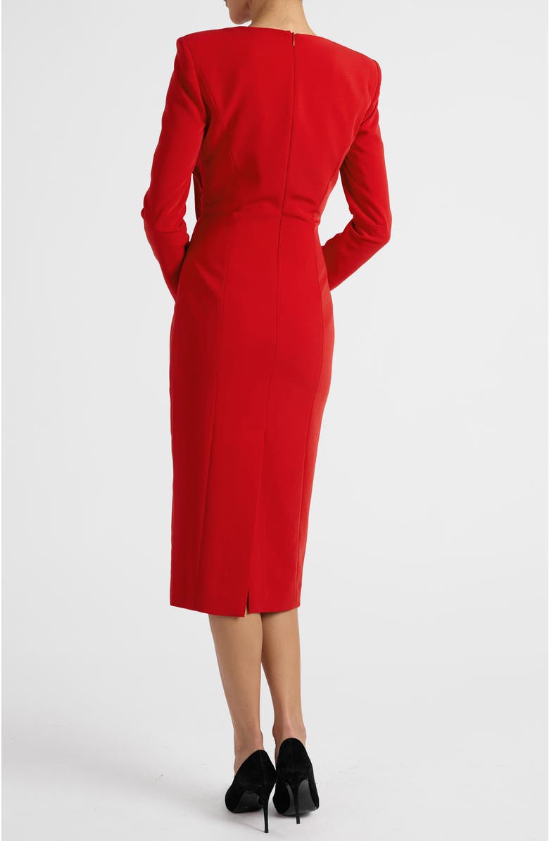 Santorelli Maya Long Sleeve Midi Dress in Stretch Crepe, Alternate, color, Scarlet