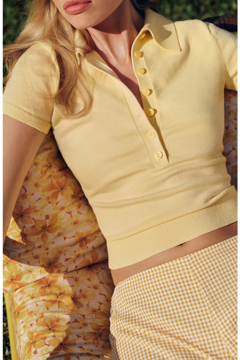 Bentley Crop Polo, Alternate, color, PINEAPPLE
