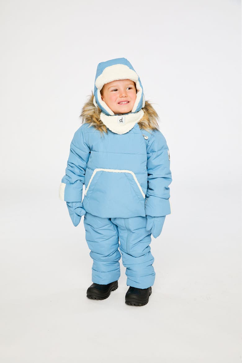 Boy Snug Fleece Neckwarmer One Piece Snowsuit, Alternate, color, Blue-Grey