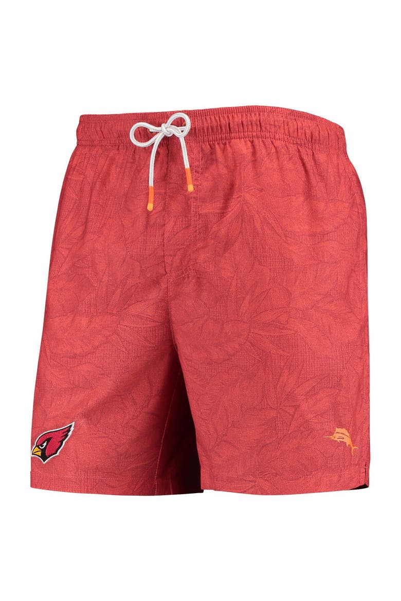 Men's Tommy Bahama Cardinal Arizona Cardinals Team Naples Layered Leaves Swim Trunks, Alternate, color, Cardinal