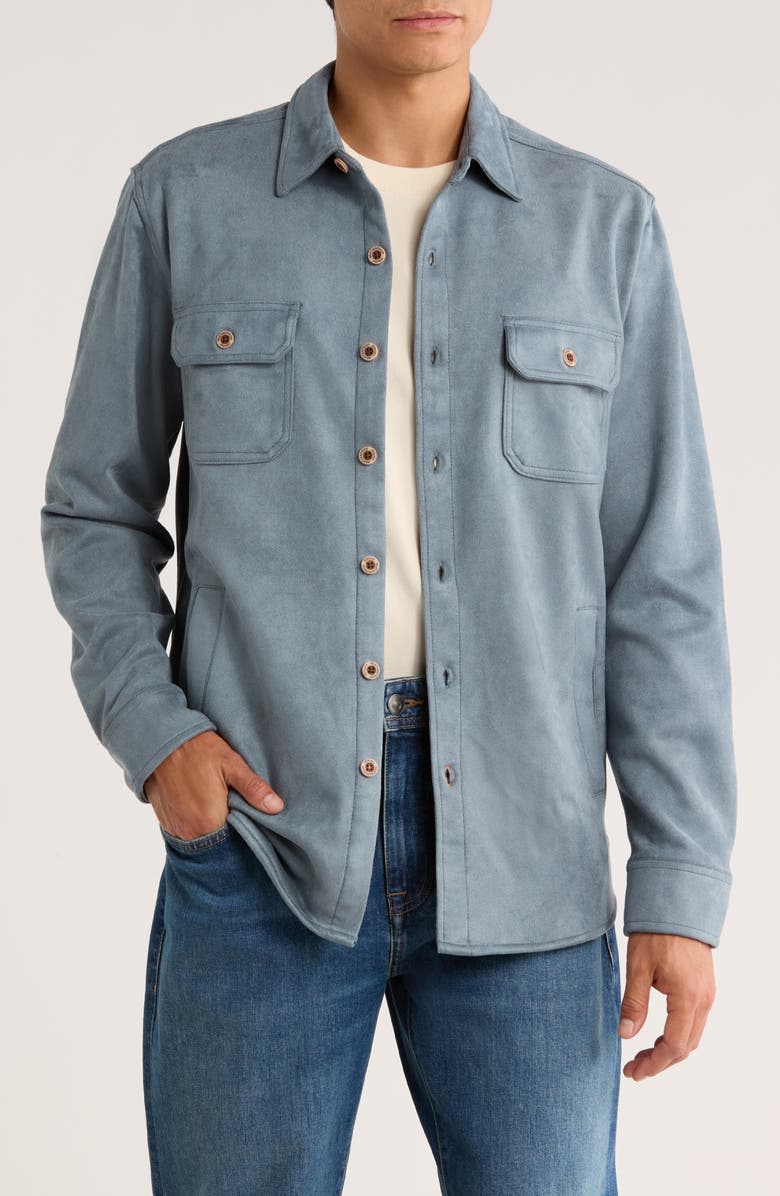 WEATHERPROOF VINTAGE Faux Suede Shirt Jacket, Main, color, Stormy Weather