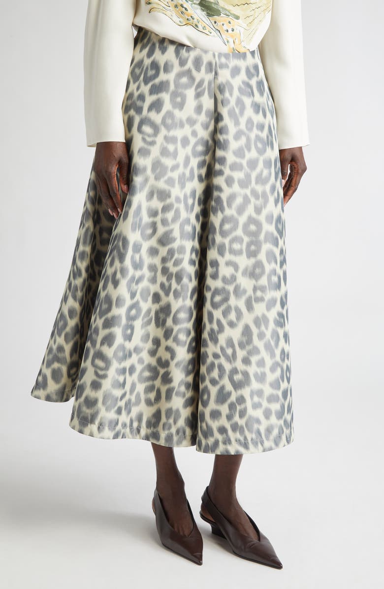 Altuzarra Varda Leopard Print A-Line Midi Skirt, Main, color,